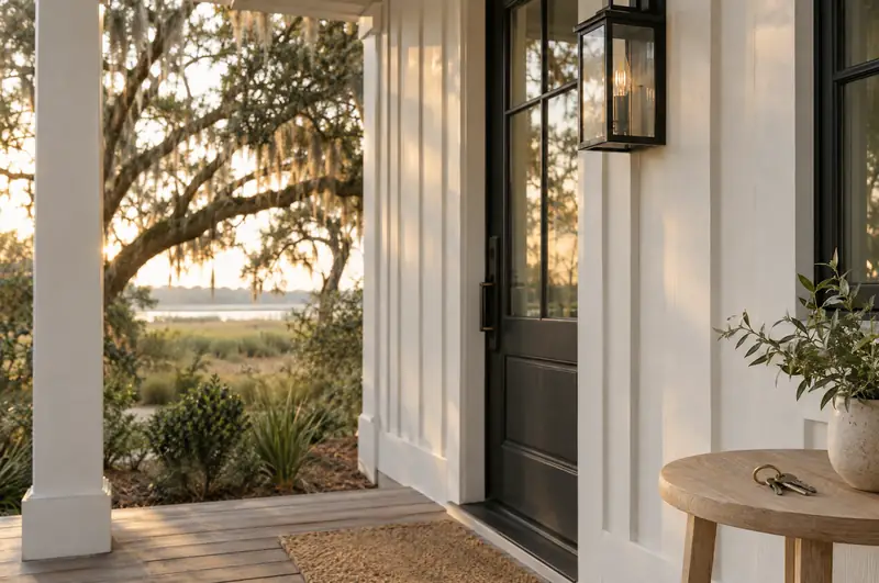 Illustrative photo: house keys on a side table on the porch of a Lowcountry home